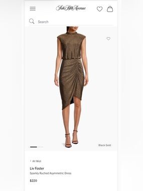 LIV FOSTER Black and Gold Dress US SIZE 0 (EU/FR 32) FLATTERING